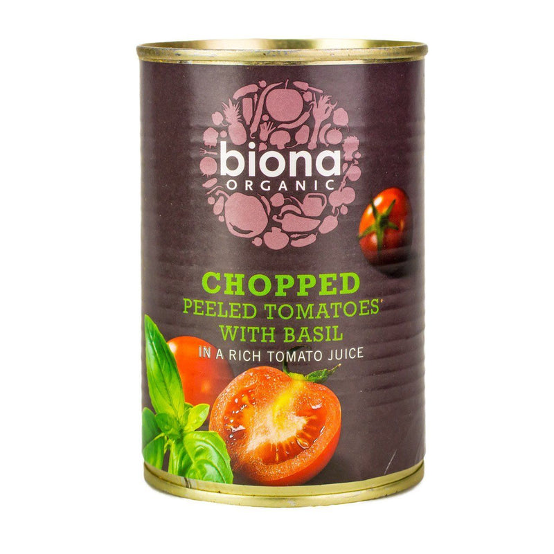 Tomatoes (Chopped & Peeled) & Basil ~ Organic - Biona - 400g