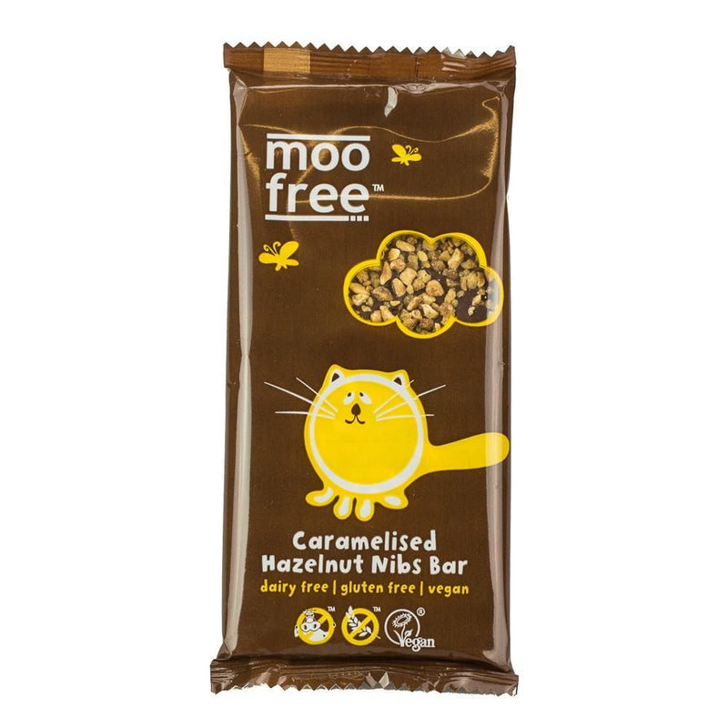 Caramelised Hazelnuts Nibs Bar - 100g ~ Moo Free - Dairy-Free